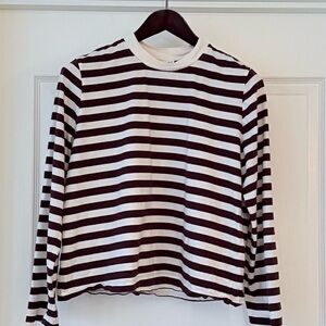 & Other Stories Burgundy and White Striped Long Sleeve Top